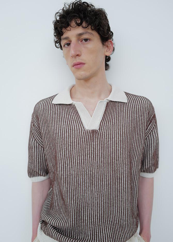 le 17 septembre MULTICOLOR STRIPED POLO SHIRT [BROWN]