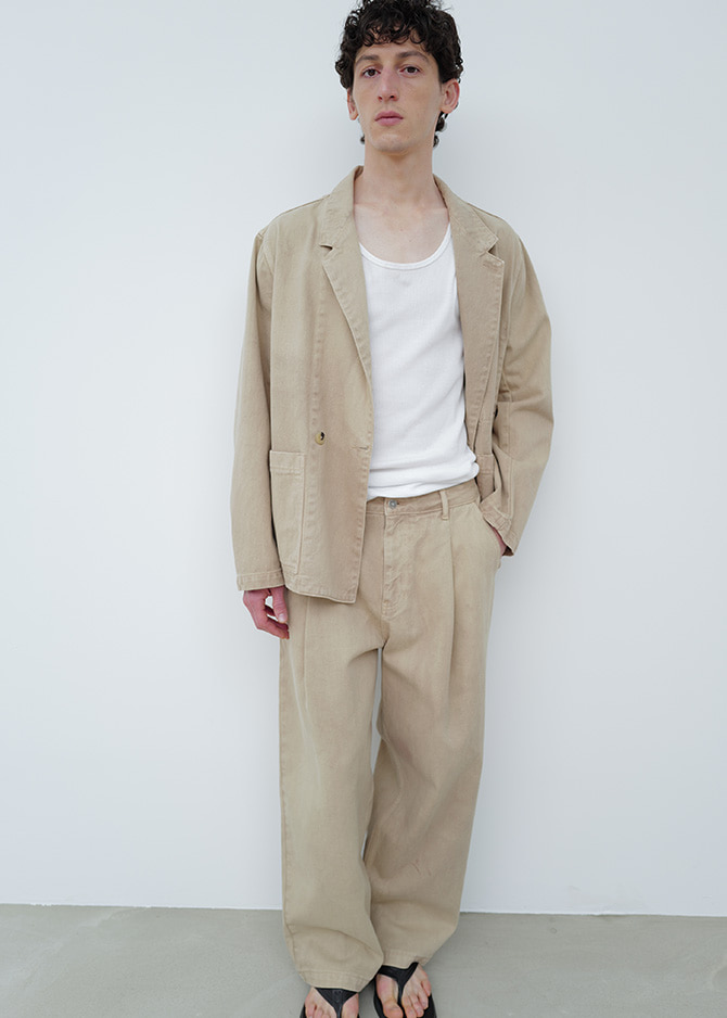 Le 17 Septembre OVER DYEING DOUBLE-BREASTED DENIM JACKET [BEIGE]