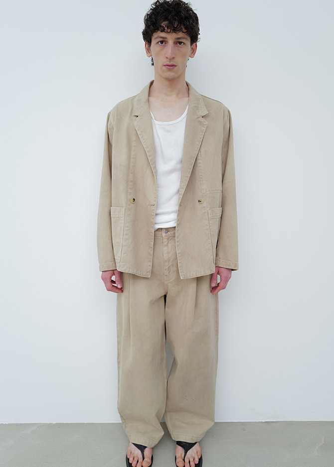Le 17 Septembre OVER DYEING DOUBLE-BREASTED DENIM JACKET [BEIGE]
