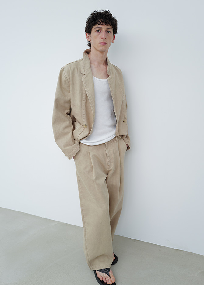 Le 17 Septembre OVER DYEING DOUBLE-BREASTED DENIM JACKET [BEIGE]