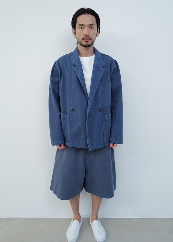 Le 17 Septembre OVER DYEING DOUBLE-BREASTED DENIM JACKET [BLUE]