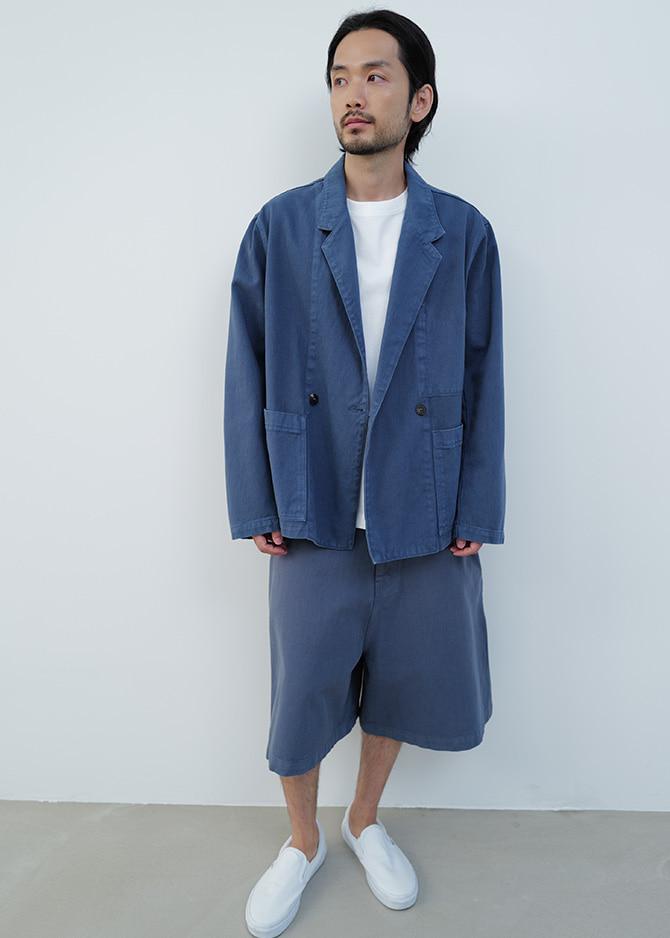 Le 17 Septembre OVER DYEING DOUBLE-BREASTED DENIM JACKET [BLUE]