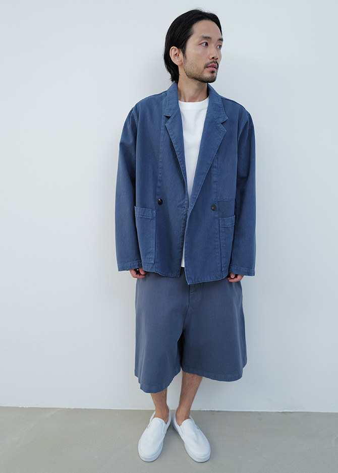 Le 17 Septembre OVER DYEING DOUBLE-BREASTED DENIM JACKET [BLUE]