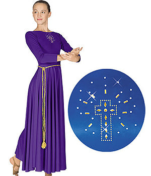 le bos 11524 Liturgical Polyester Dress With Cross Applique - Adult Sizes