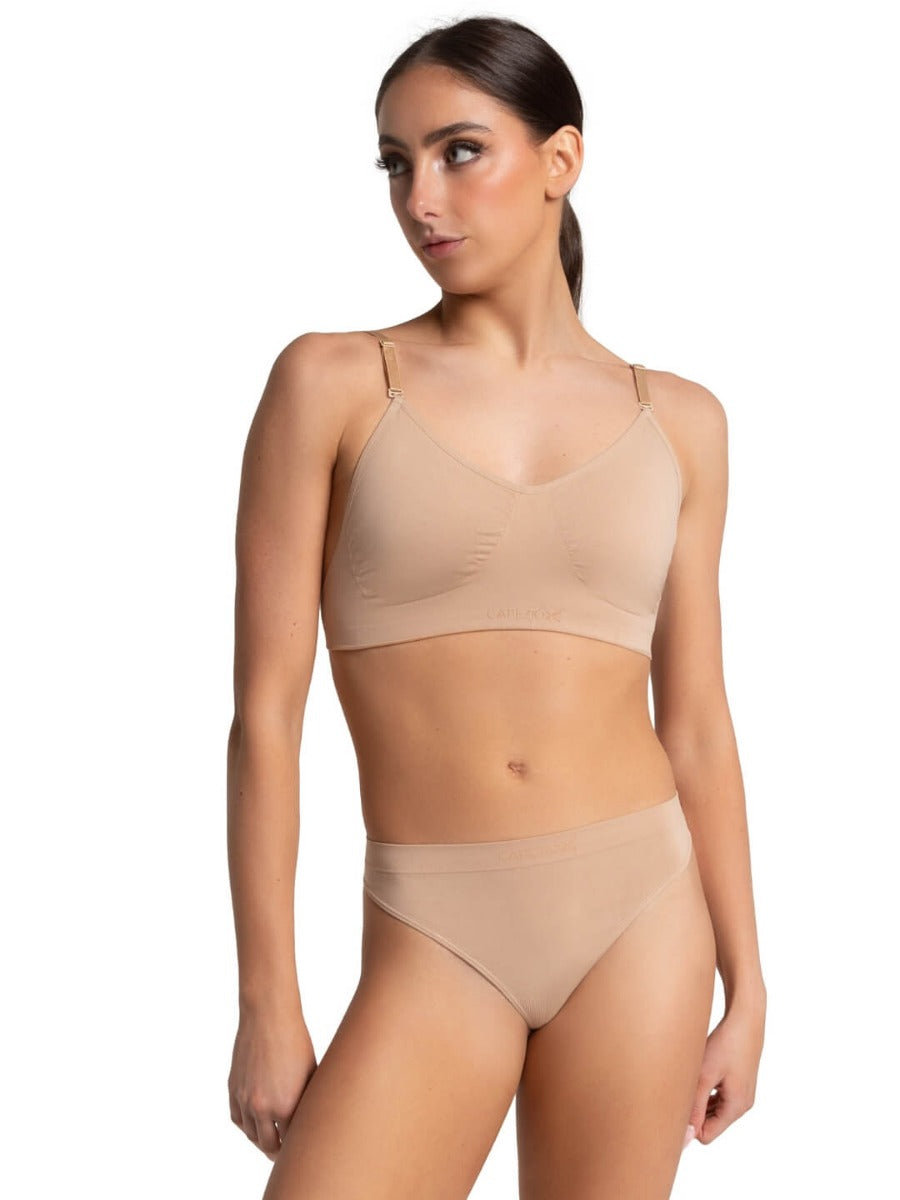 le bos 3683 Nude Seamless Clear Back Capezio Bra - (Adult Sizes S-L)