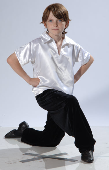 le bos 524S Adult Satin Short Sleeve Shirt with Collar