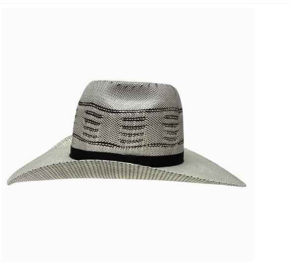Le Bos American Hat Makers Neutral Bicolor Trail Boss Men's Open Crown Bangora Straw Hat 4-MH TRAIL BOSS