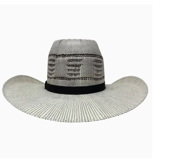 Le Bos American Hat Makers Neutral Bicolor Trail Boss Men's Open Crown Bangora Straw Hat 4-MH TRAIL BOSS