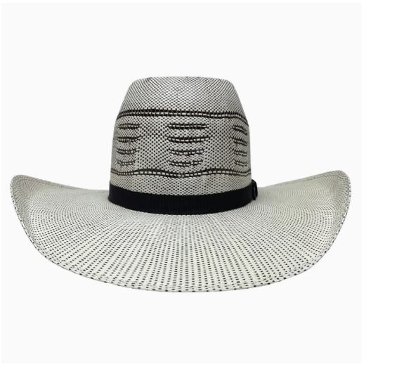 le bos American Hat Makers Neutral Bicolor Trail Boss Men's Open Crown Bangora Straw Hat 4-MH TRAIL BOSS