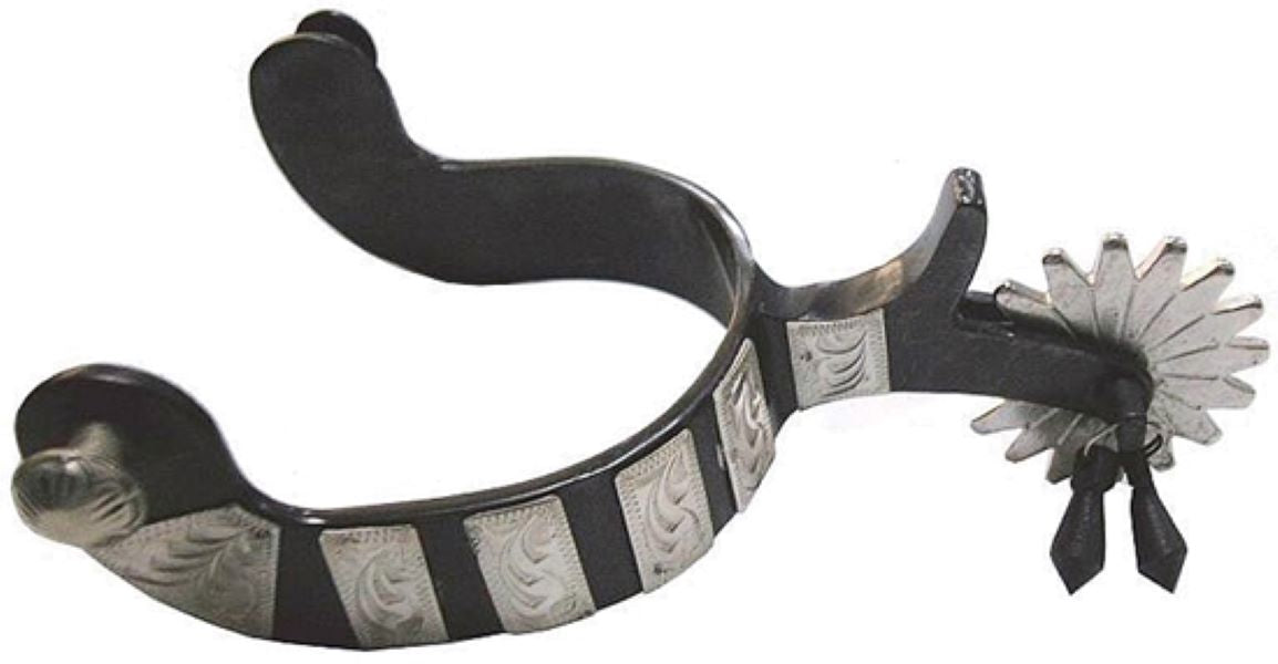 le bos American Heritage Equine Black Steel with German Silver Trim Men's Show Spurs 257-373