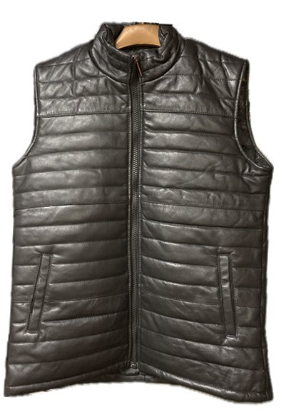 le bos American West Black Lamb's Leather Men's Puff Vest AW-AB40-BLK