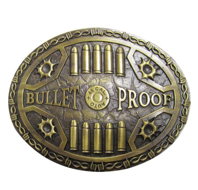 le bos Andwest Antique Brass 'Bullet Proof' Belt Buckle 622-06