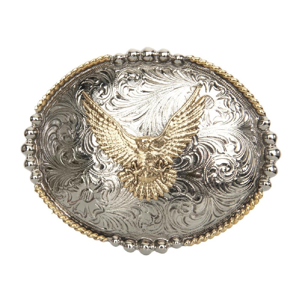 le bos Andwest Antique Gold and Silver colored Oval Gold Eagle Buckle 521