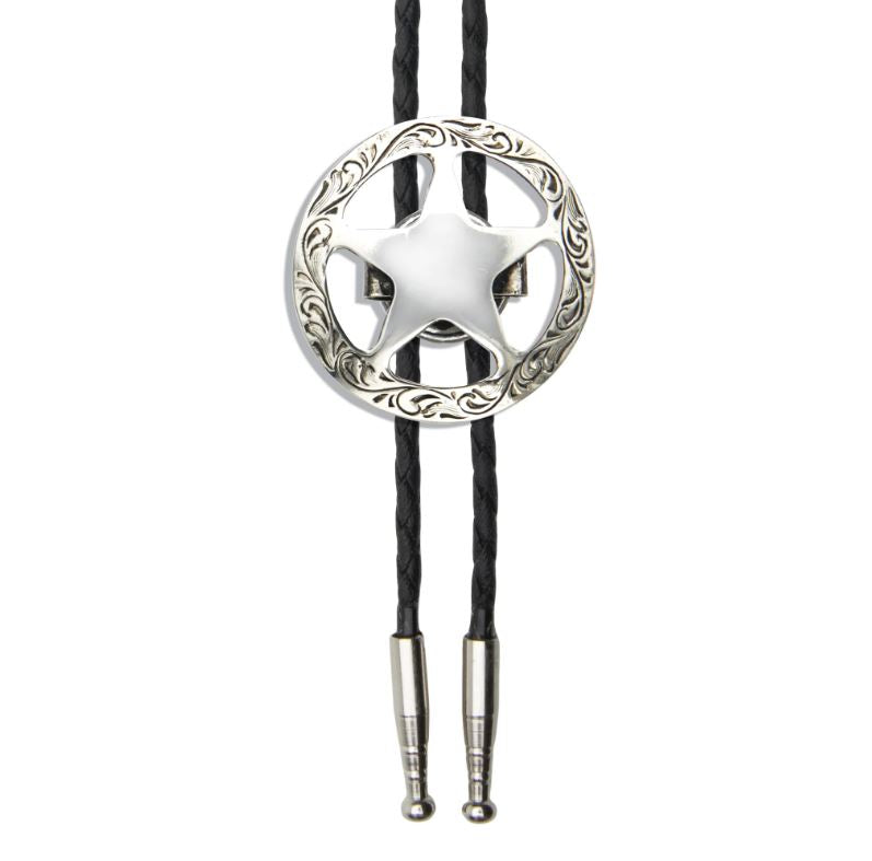 le bos Andwest Antique Silver Sheriff's Star Bolo BOL154