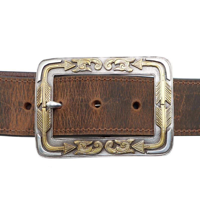 Le Bos Andwest Brown 1 1/2 Inch Boxed Arrow Men's Buckle Belt BLT249-26