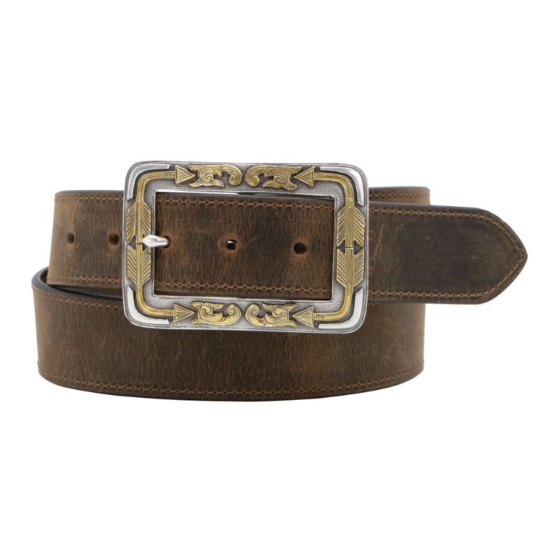 le bos Andwest Brown 1 1/2 inch Boxed Arrow Men's Buckle Belt BLT249-26