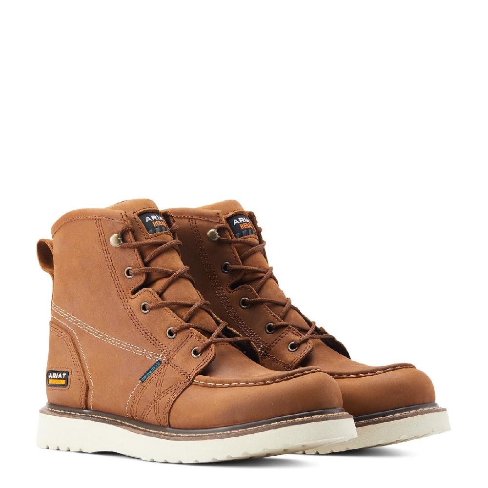 le bos Ariat Aged Honey Men's Rebar Wedge Moc Toe 6 inch Waterproof Work Boot 10044539