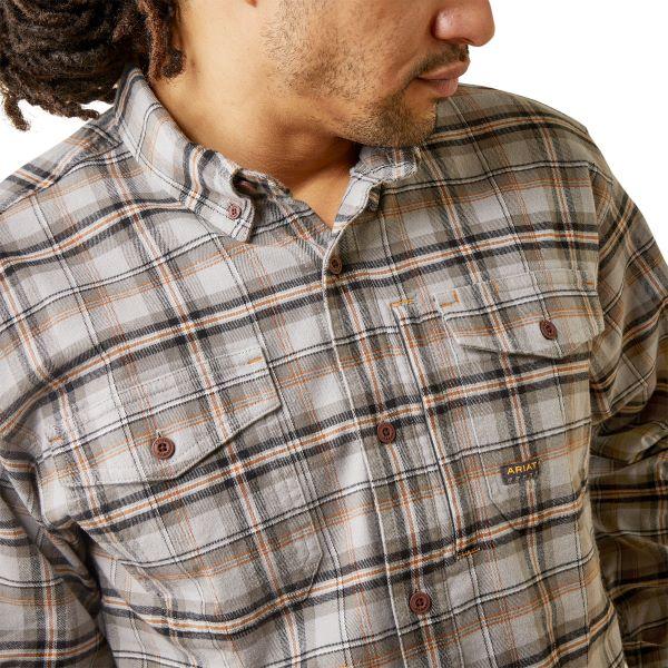 Le Bos Ariat Alloy Plaid Rebar Flannel DuraStretch Men's Longsleeve Work Shirt 10046640