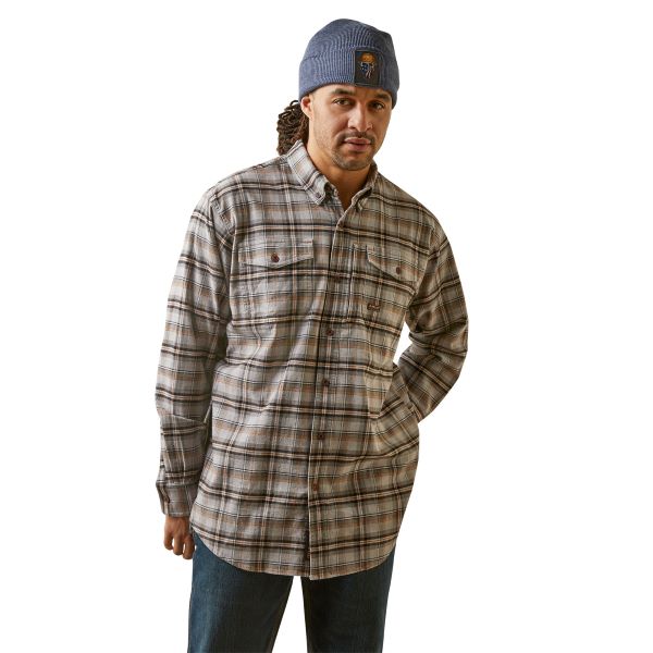 le bos Ariat Alloy Plaid Rebar Flannel DuraStretch Men's Longsleeve Work Shirt 10046640