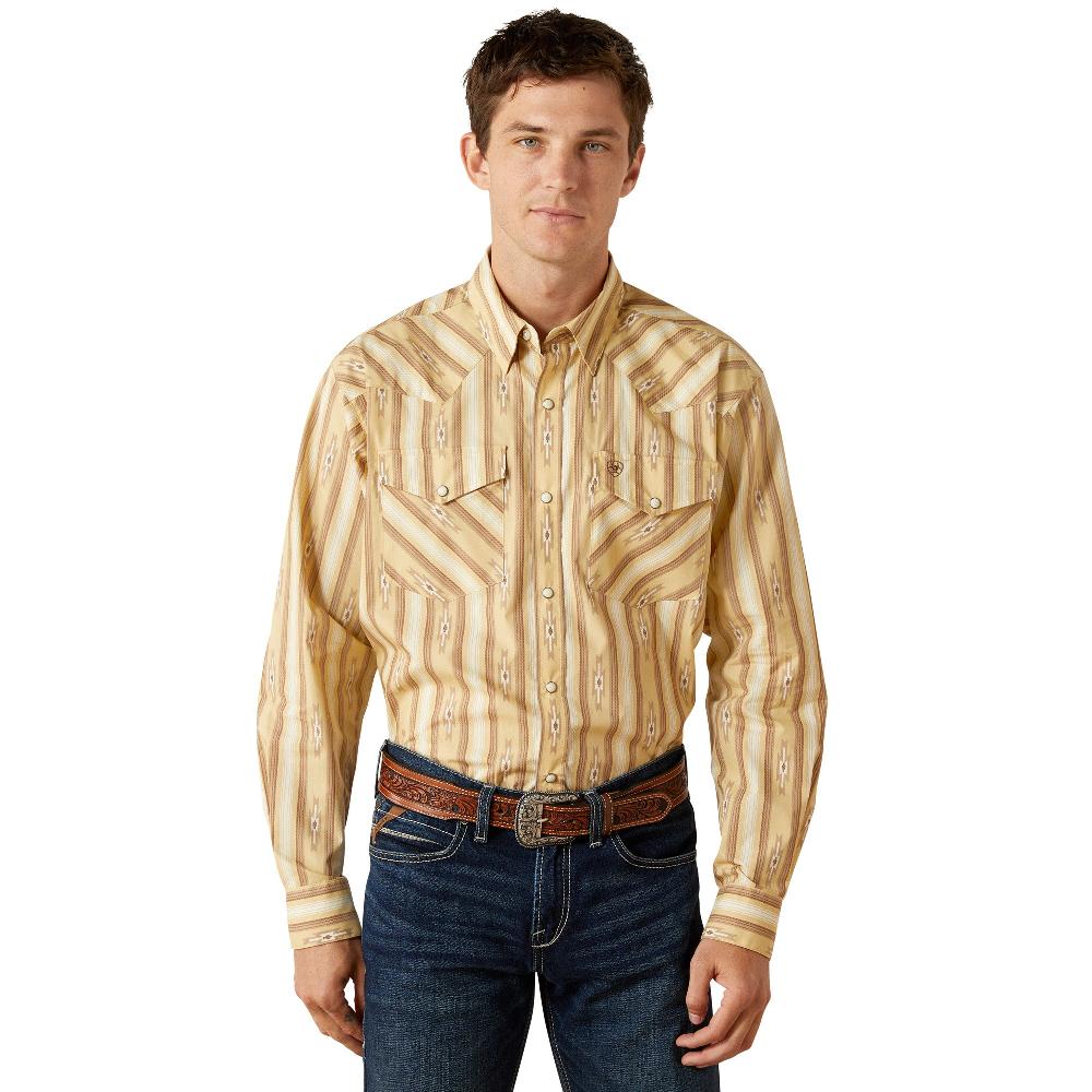 le bos Ariat Beige Tommy Men's Collared Classic Fit Longsleeve Snap Front Shirt 10062188
