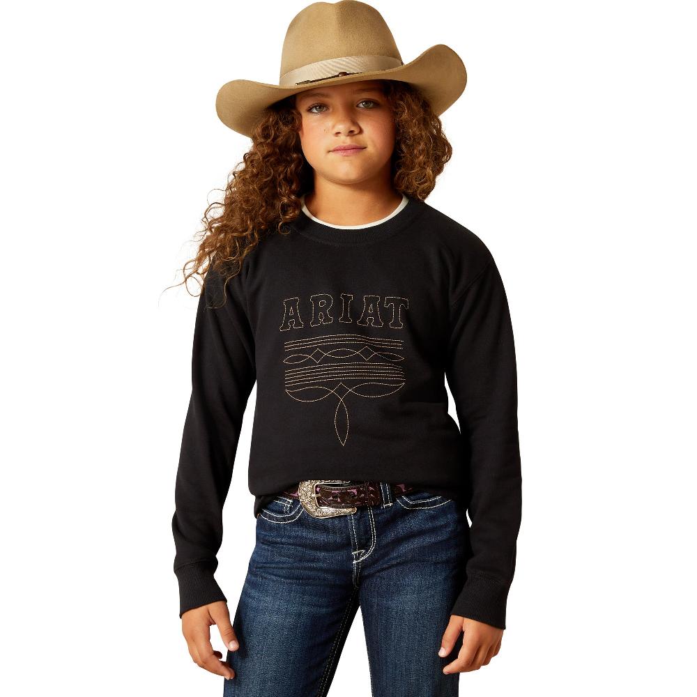 le bos Ariat Black Booted Logo Girls' Sweatshirt 10062846
