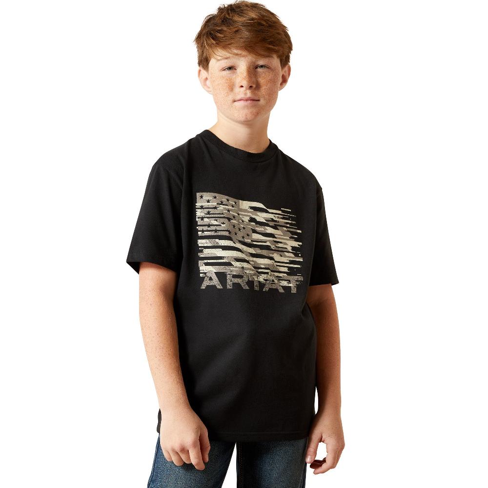 le bos Ariat Black Freedom Flag Boys' T-Shirt 10065980
