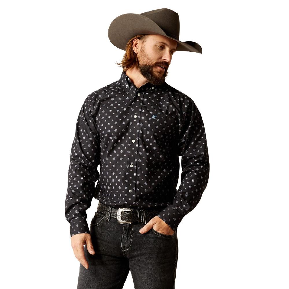 le bos Ariat Black Geo Print Lenox Wrinkle Free Fitted Men's Shirt 10051980