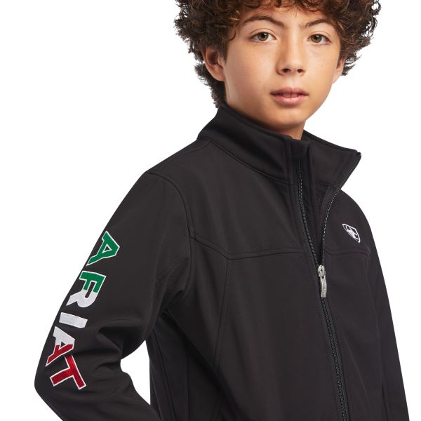 Le Bos Ariat Black New Team Softshell MEXICO Kids Jacket 10036550