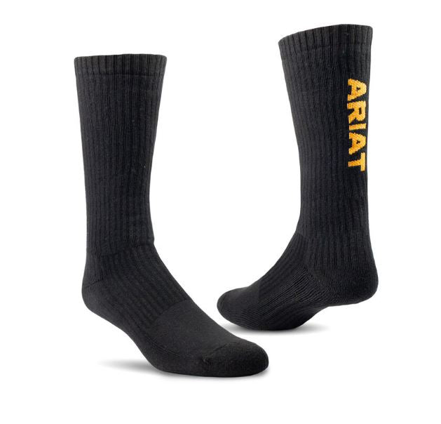 le bos Ariat Black Premium Ringspun Cotton Mid Calf Work Socks 3 Pair Pack 2294-BLK