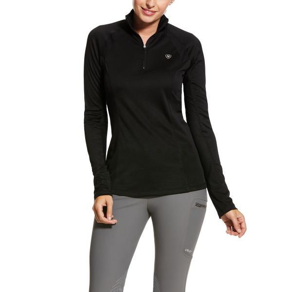 le bos Ariat Black Sunstopper 2.0 Quarter Zip Baselayer Longsleeve Womens Top 10030429