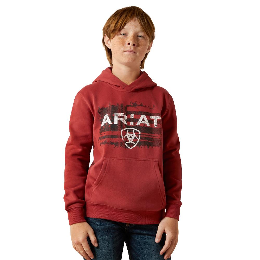 le bos Ariat Brick Red Liquid Stamp Boys' Flag Hoodie 10062462