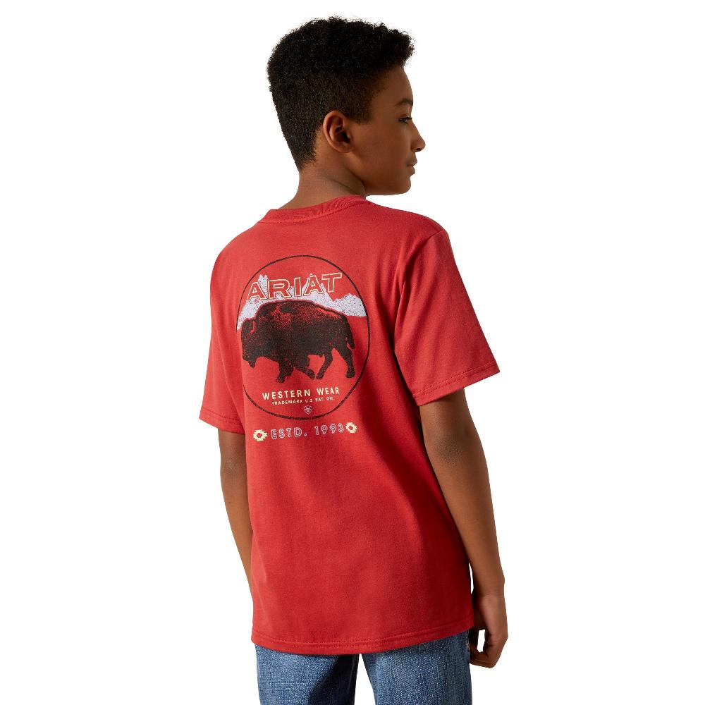 le bos Ariat Brick Red Patriot Buffalo Coin Boys' T-Shirt 10062407