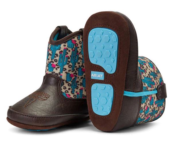 le bos Ariat Brown Leopard and Cactus Print Lil' Stompers Infant Boots A442000802