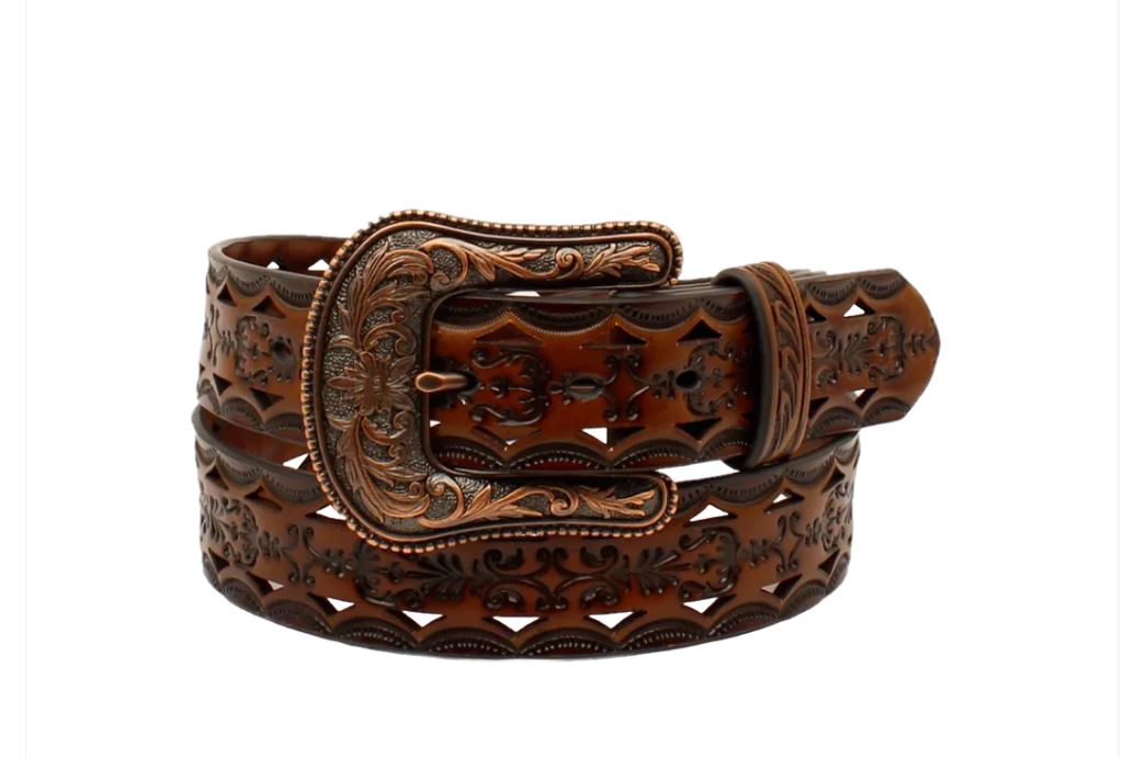 le bos Ariat Brown Women's Leather Belt with Dark Copper Buckle A1523667