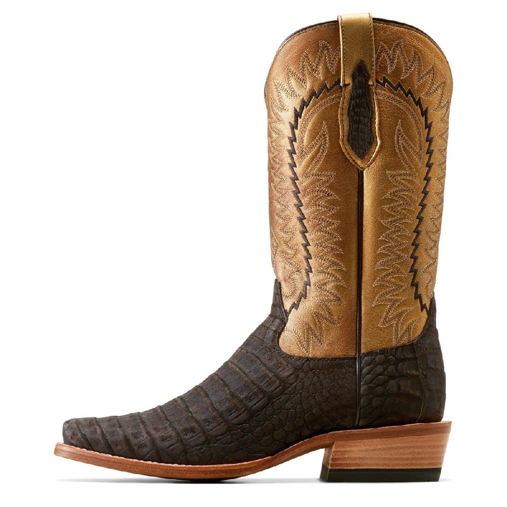 Le Bos Ariat Brushed Chocolate Caiman Belly/Washed Gold Futurity Finalist Men's Cowboy Boots 10050982