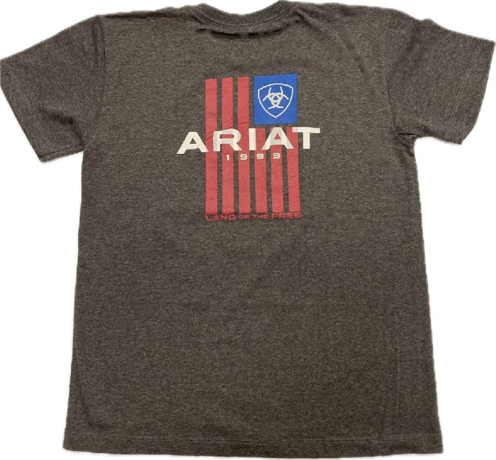 Le Bos Ariat Charcoal Heather Land Of The Free Boys' Graphic T-Shirt 10042808