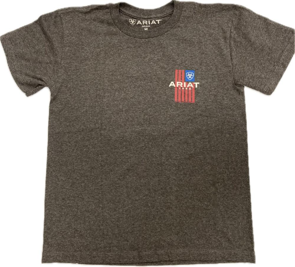 Le Bos Ariat Charcoal Heather Land Of The Free Boys' Graphic T-Shirt 10042808
