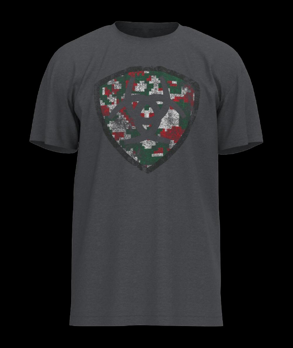 Le Bos Ariat Charcoal Heather Mexidigi Men's Distressed T-Shirt 10058892