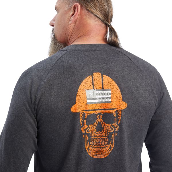 Le Bos Ariat Charcoal Rebar Roughneck Skull Men's Graphic Tee Shirt 10041588