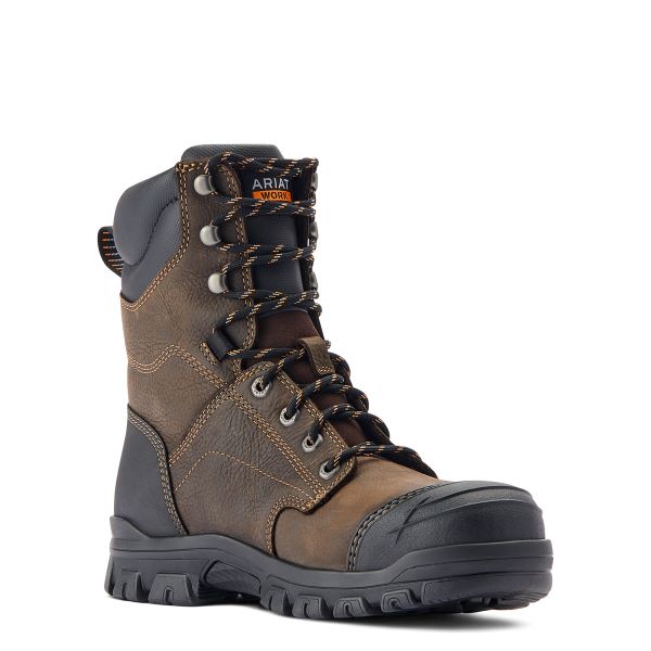Le Bos Ariat Dark Brown Treadfast Steel Toe 8 Inch Waterproof Men's Work Boots 10042496