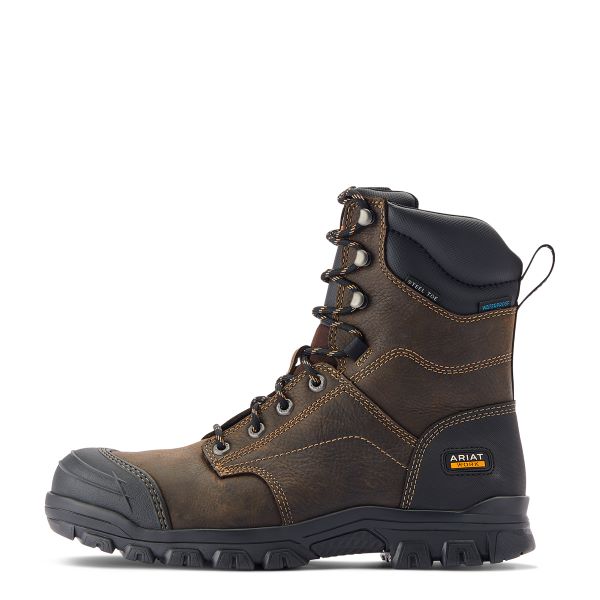 Le Bos Ariat Dark Brown Treadfast Steel Toe 8 Inch Waterproof Men's Work Boots 10042496