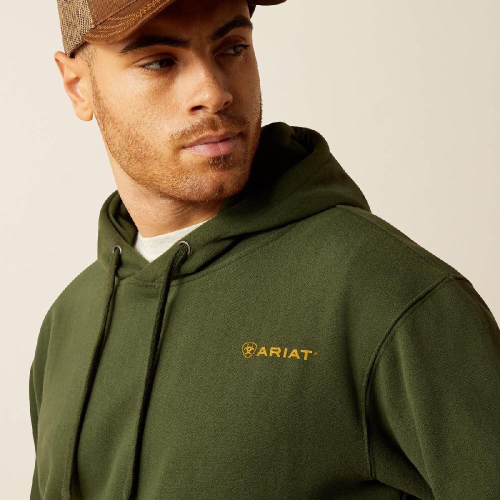 Le Bos Ariat Dark Green Barbwire Skull Men's Hoodie 10052461