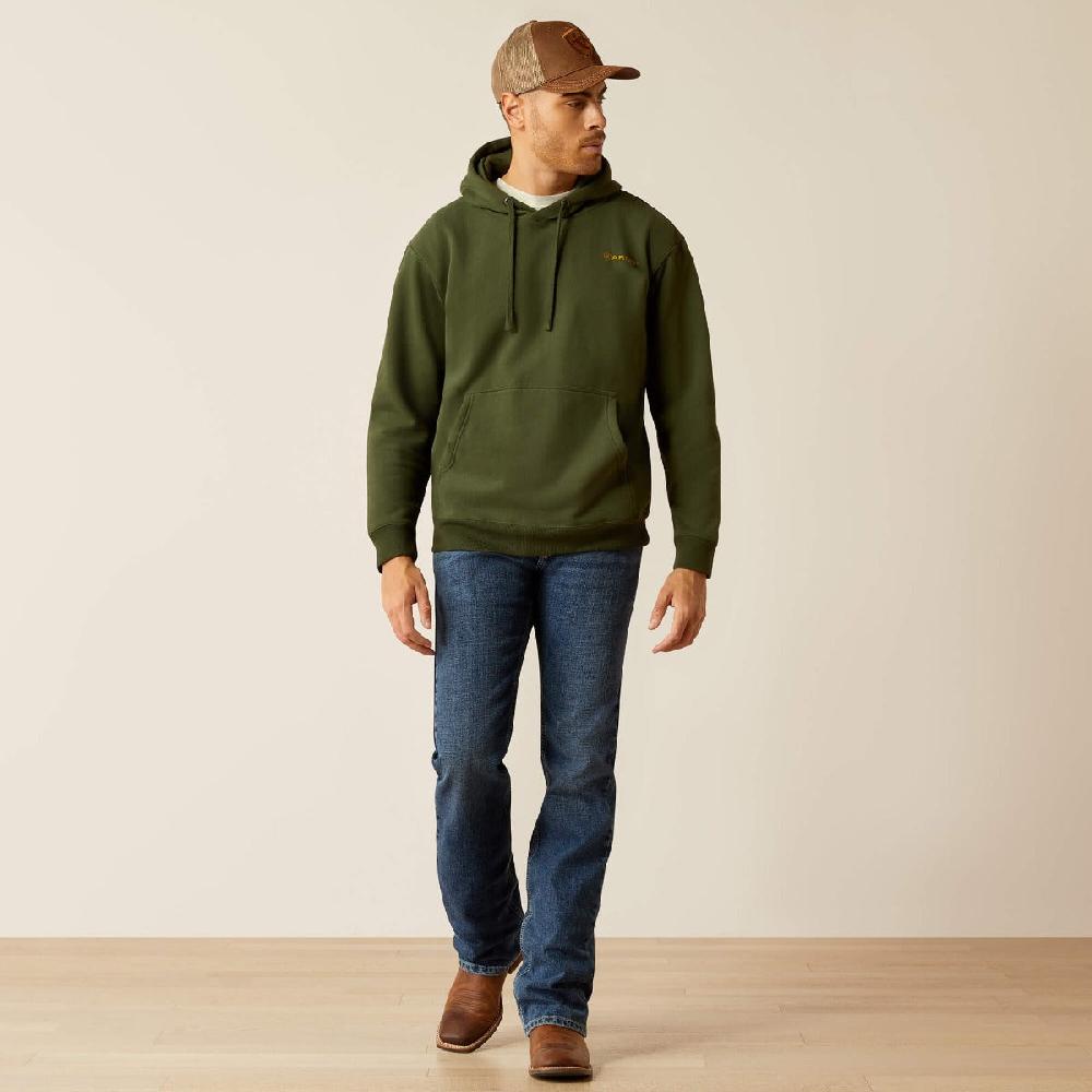 Le Bos Ariat Dark Green Barbwire Skull Men's Hoodie 10052461