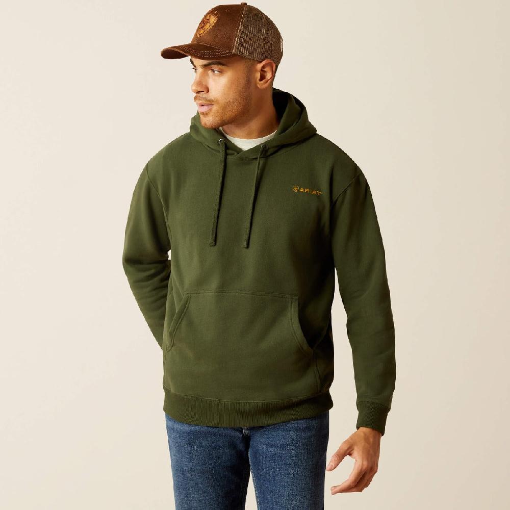 Le Bos Ariat Dark Green Barbwire Skull Men's Hoodie 10052461