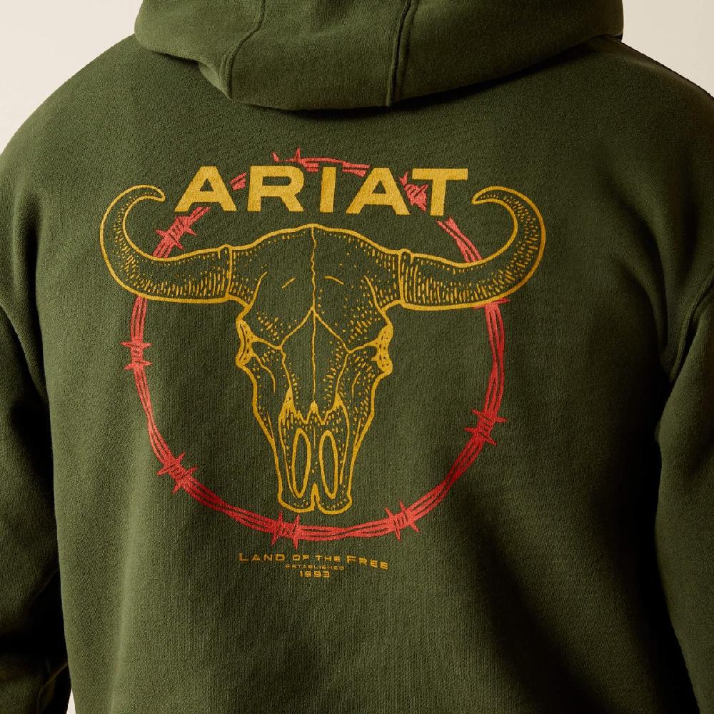 le bos Ariat Dark Green Barbwire Skull Men's Hoodie 10052461