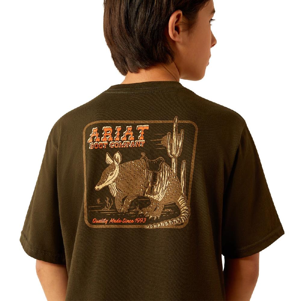 le bos Ariat Dark Olive Amadillo on a Half Shell Kids' Short Sleeve T-Shirt 10054801