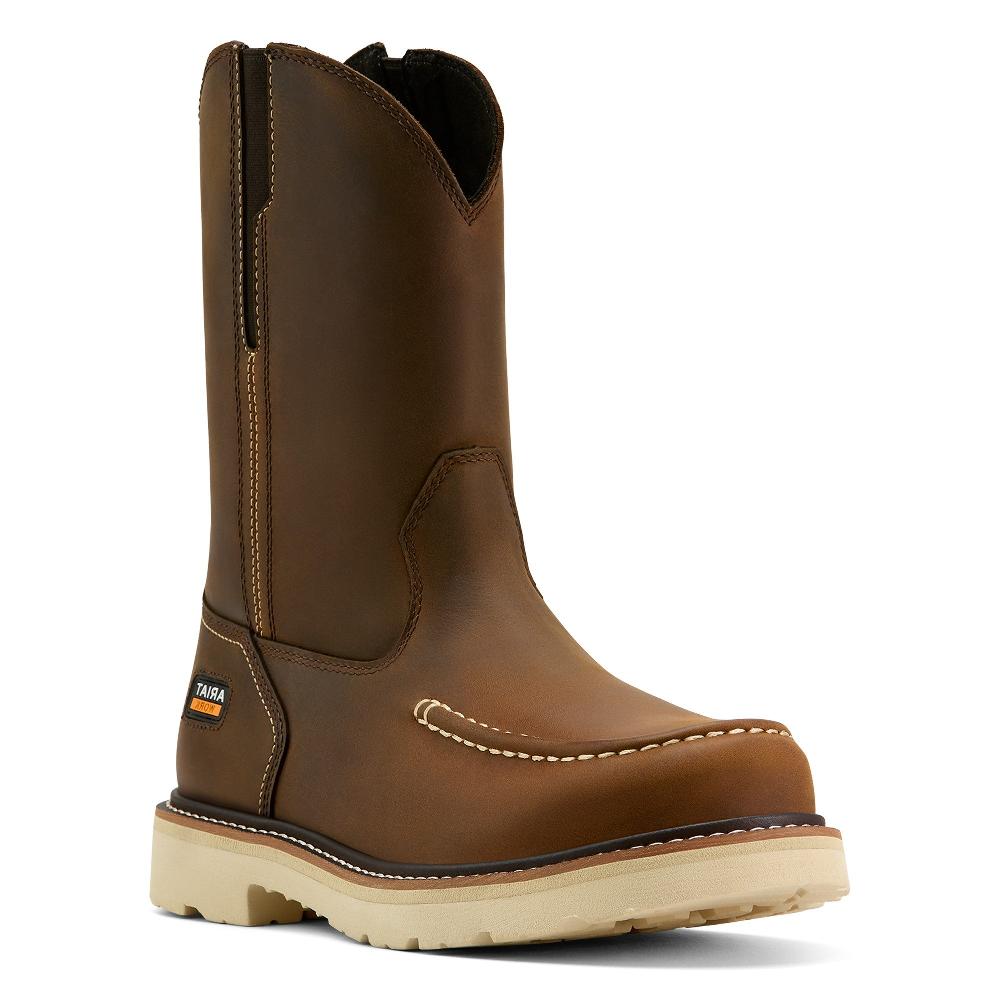 le bos Ariat Distressed Brown Rebar Lift Pull On Moc Soft Toe Men's Work Boots 10061286