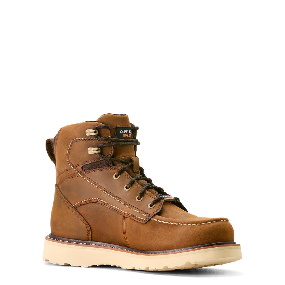 Le Bos Ariat Distressed Brown Rebar Wedge Moc Toe Men's 6 Inch Waterproof Work Boots 10053614