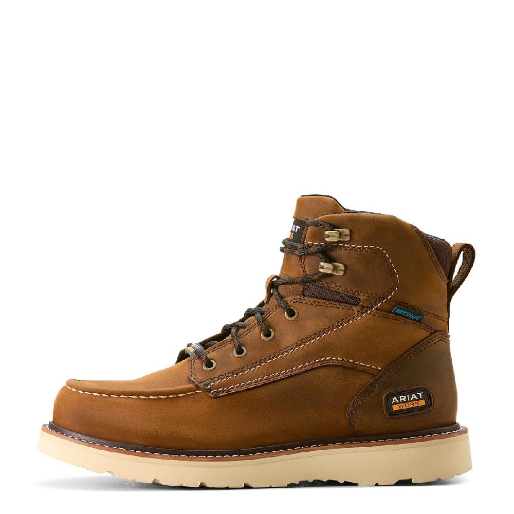 Le Bos Ariat Distressed Brown Rebar Wedge Moc Toe Men's 6 Inch Waterproof Work Boots 10053614