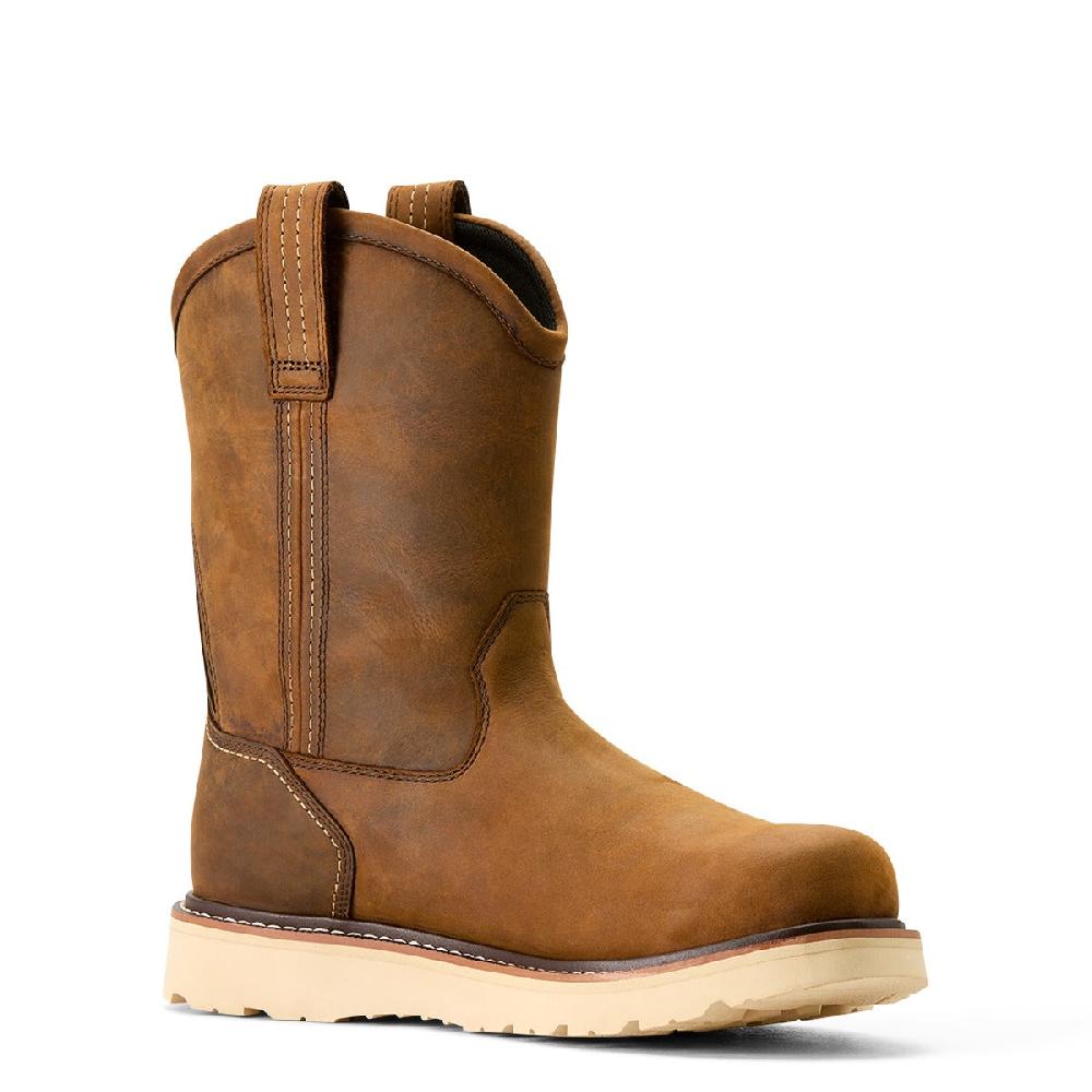 Le Bos Ariat Distressed Brown Rebar Wedge Pull-On H2O Work Boots 10053612